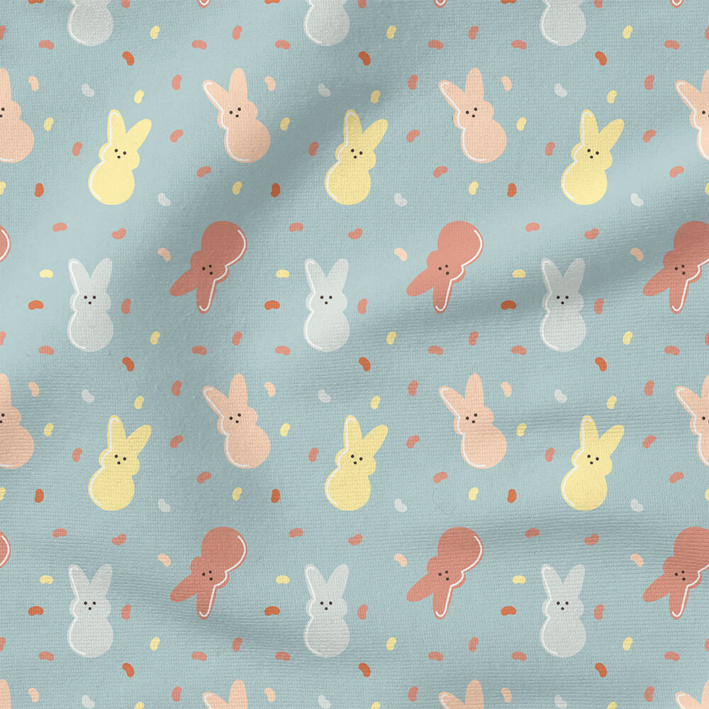 Bunnies and Jellies (Pastel on Dusty Blue) | Children