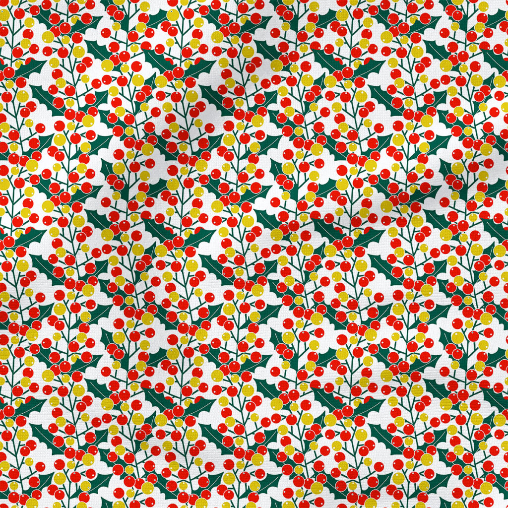 Holly Berries (Red and Green) | Christmas Fabric Design | Ashes + Ivy