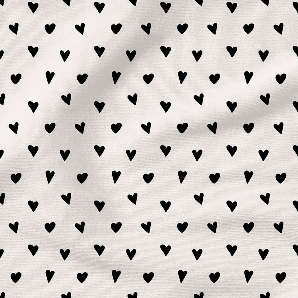 Dainty Hearts (Black and White) | Valentine's Day Fabric Design | Ashes + Ivy