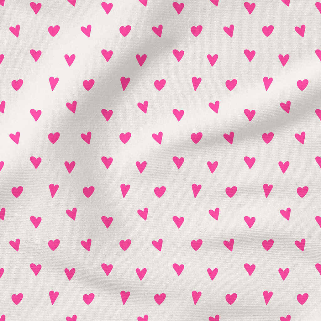 Dainty Hearts (Hot Pink on White) | Valentine's Day Fabric Design | Ashes + Ivy