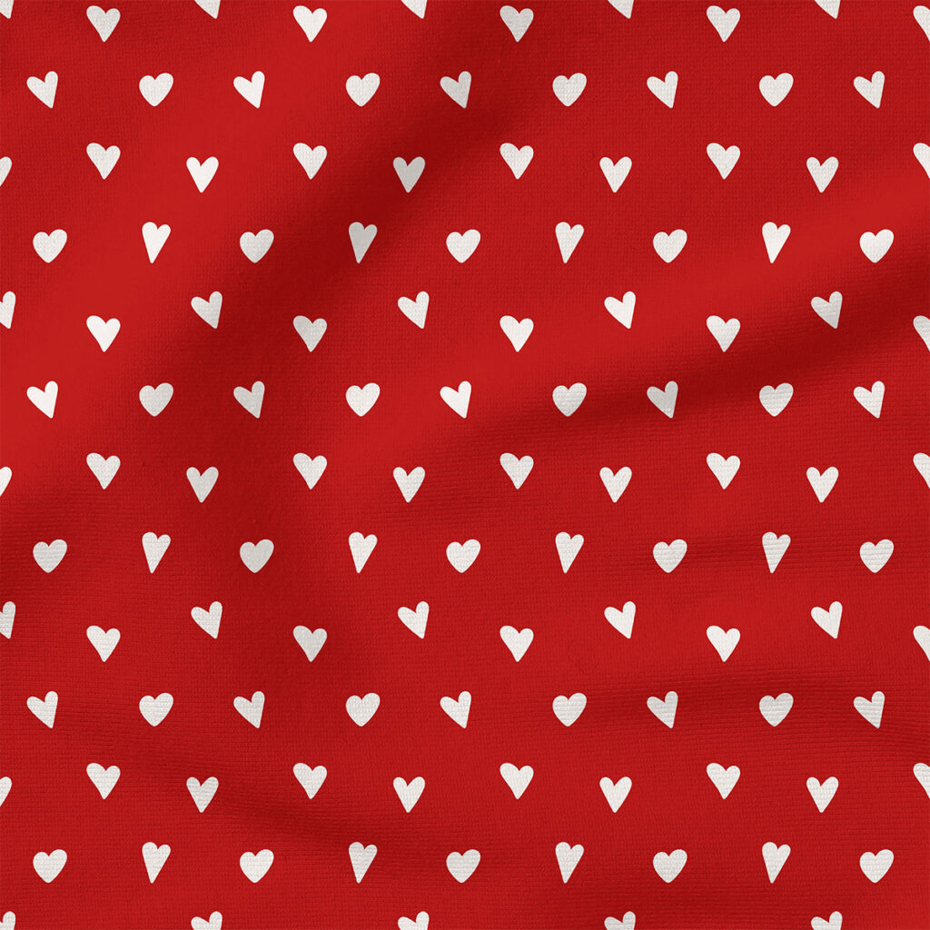 Dainty Hearts (White on Red) | Valentine's Day Fabric Design | Ashes + Ivy