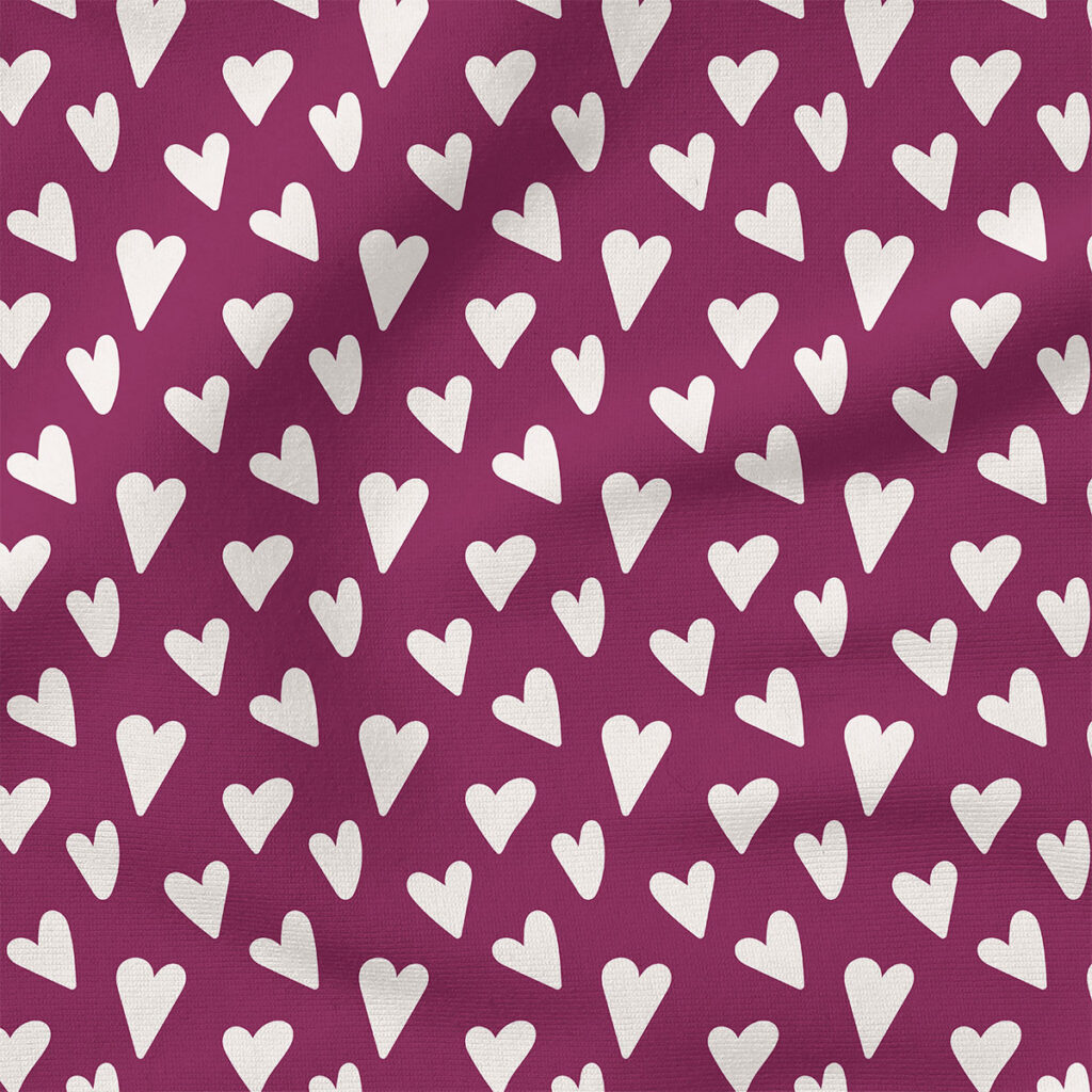 Hearts a Flutter (Plum) | Valentine's Day Fabric Design | Ashes + Ivy