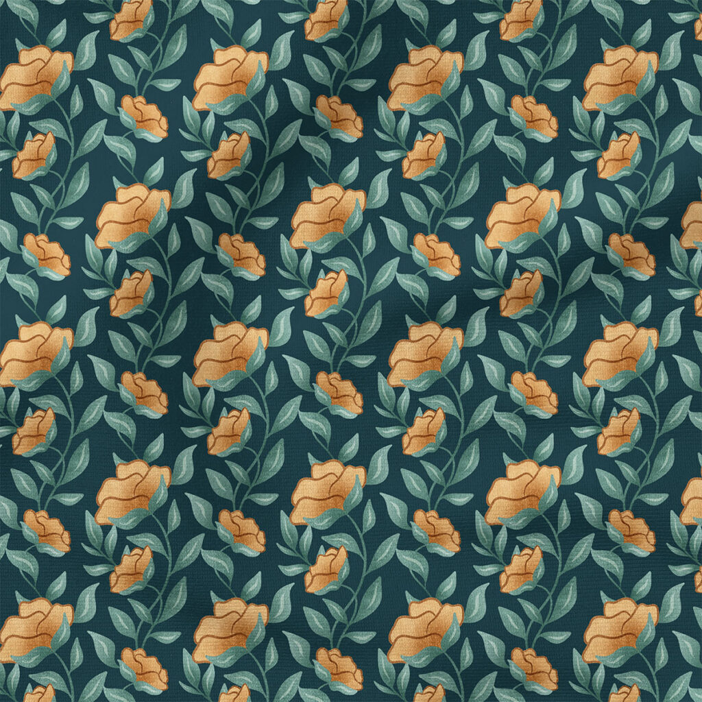 Wingman Floral (Navy) | Children Fabric Design | Krystal Winn Design