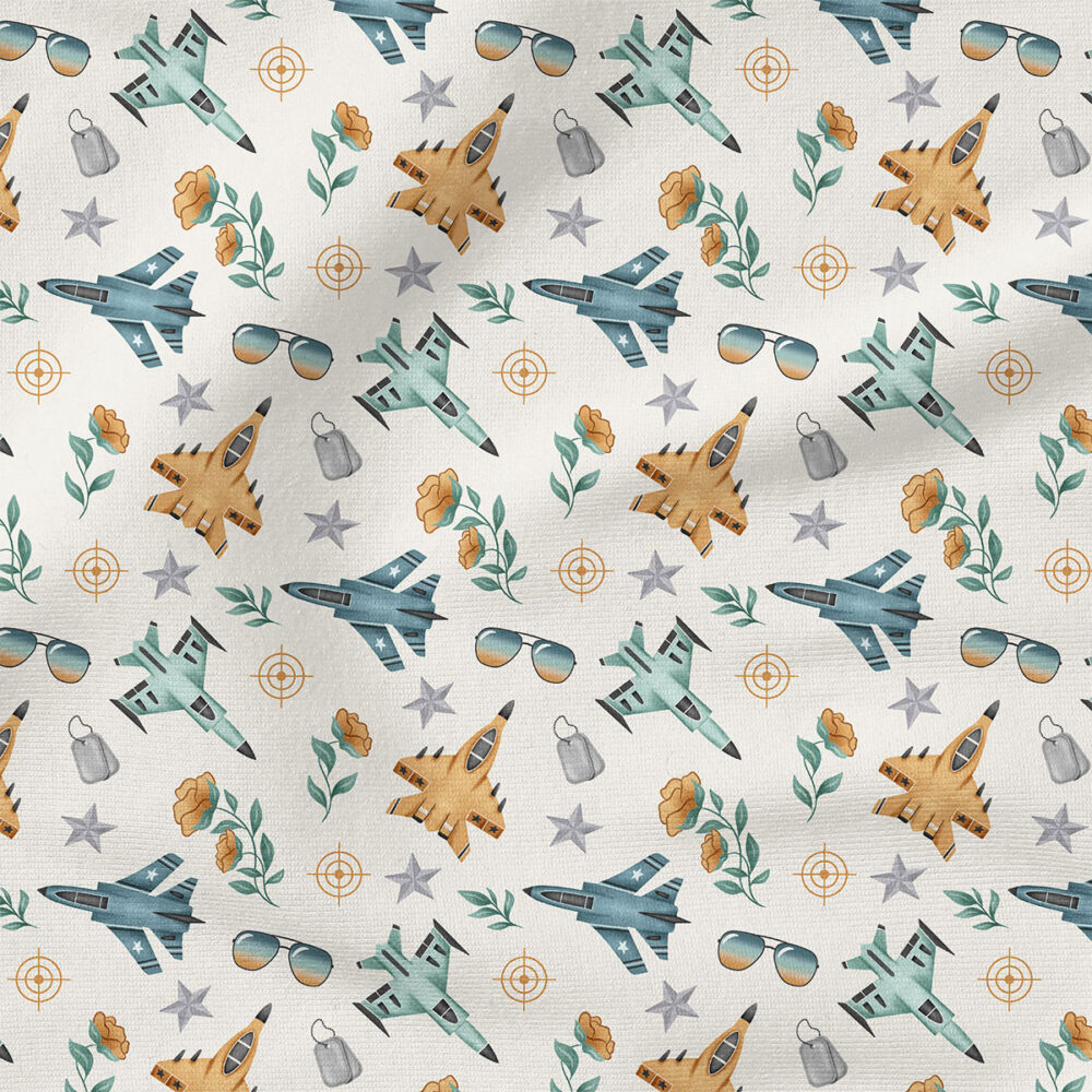 Wingman Flower Jets (White) | Children Fabric Design | Krystal Winn Design