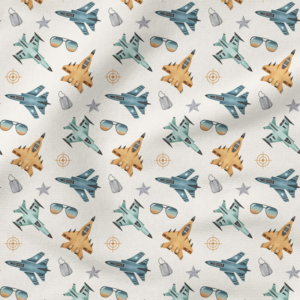 Wingman Jets (White) | Children Fabric Design | Krystal Winn Design