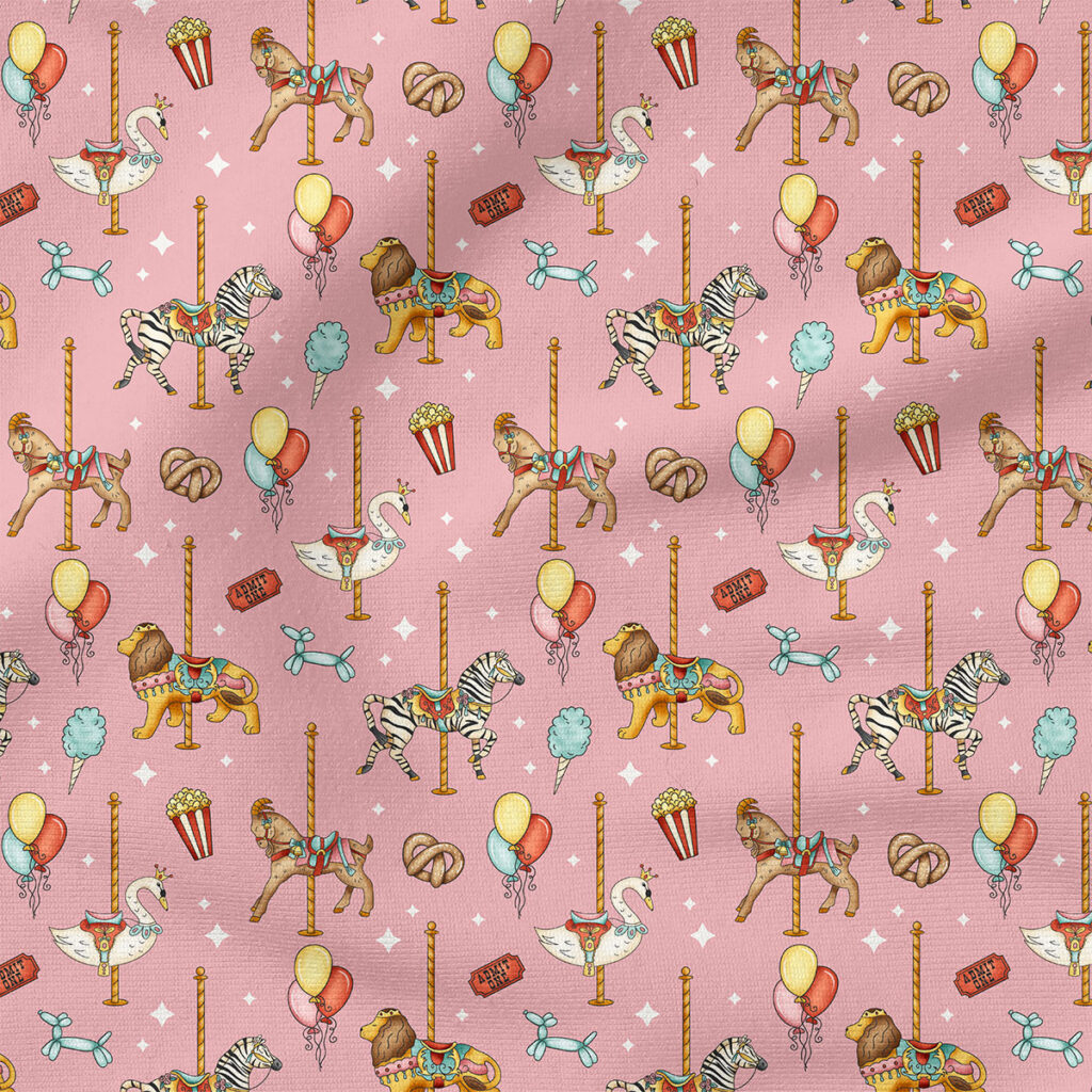 Carousel (Pink) | Children Fabric Design | Krystal Winn Design