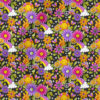 Groovy Sunny Floral (Black) | Botanical Fabric Design | Krystal Winn Design