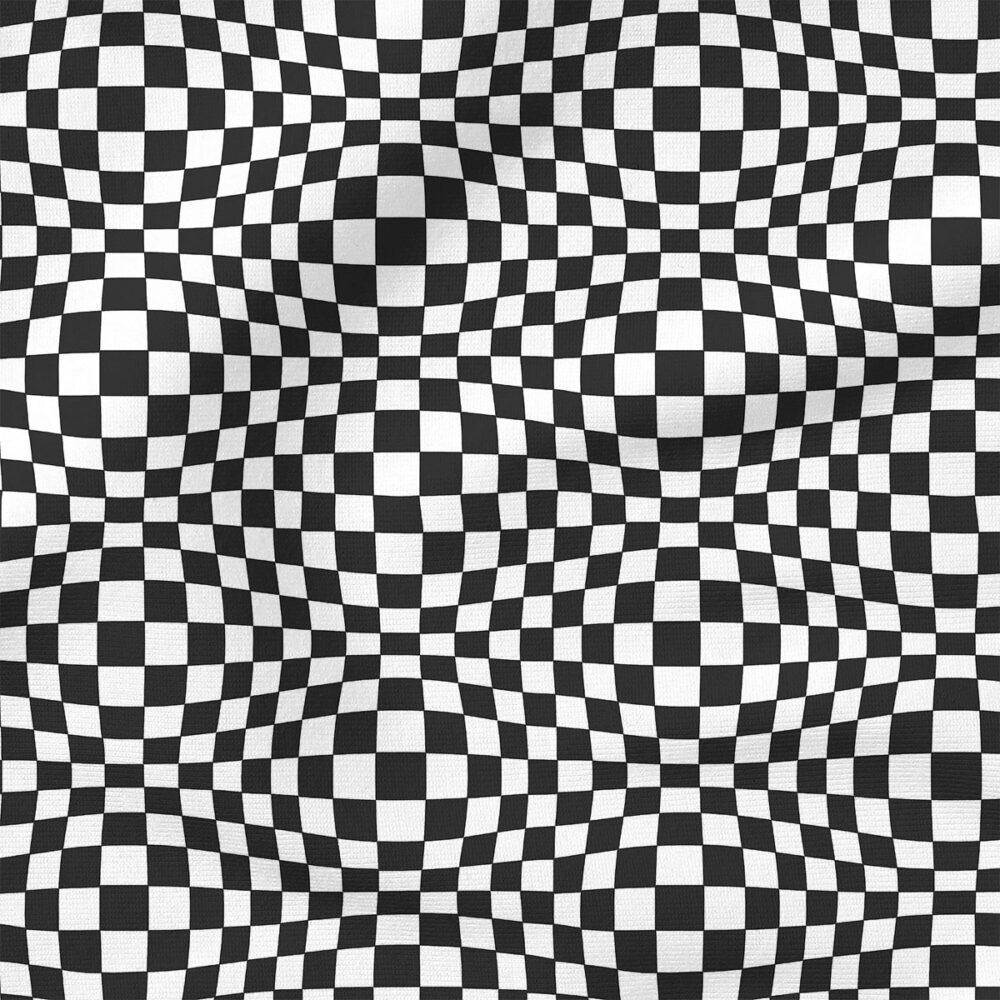 Groovy Funky Check (Black) | Stripes and Shapes Fabric Design | Krystal Winn Design