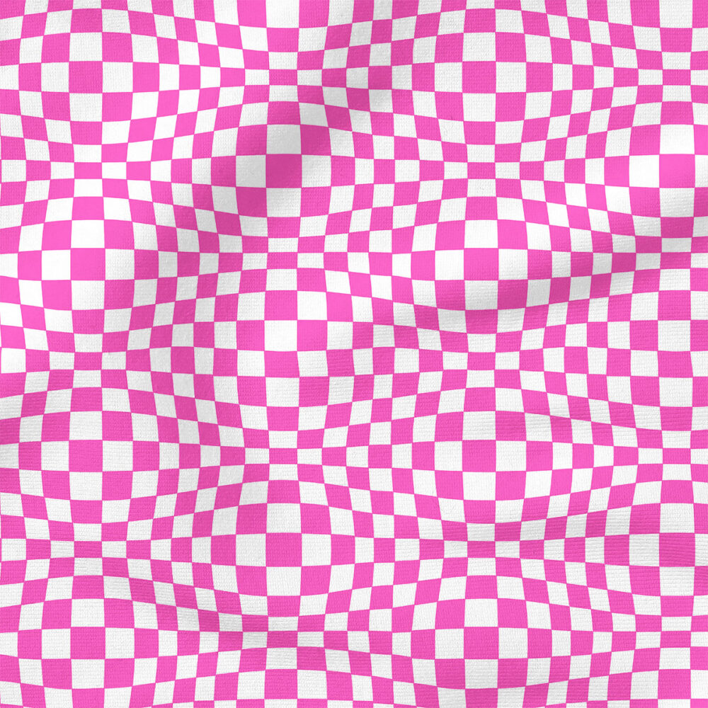 Groovy Funky Check (Hot Pink) | Stripes and Shapes Fabric Design | Krystal Winn Design