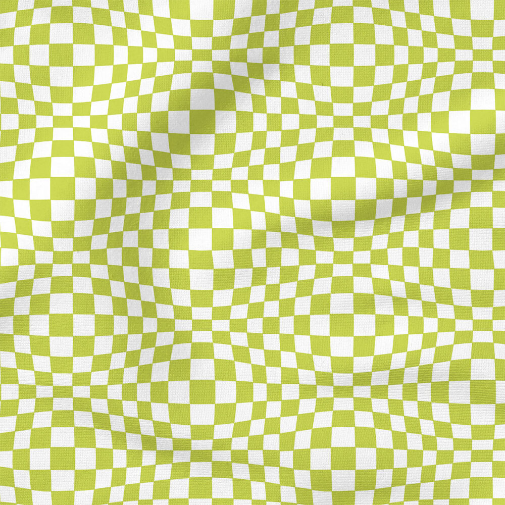 Groovy Funky Check (Lime) | Stripes and Shapes Fabric Design | Krystal Winn Design