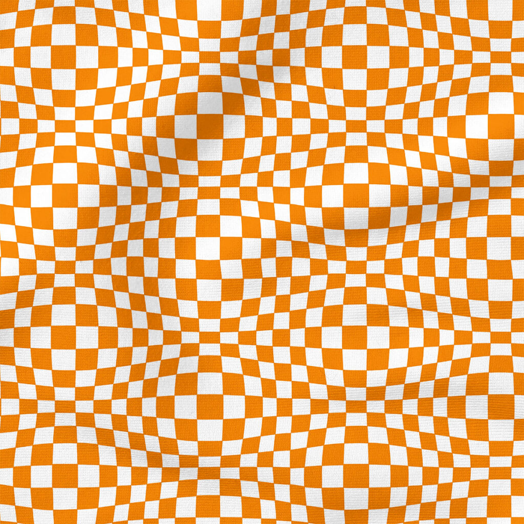 Groovy Funky Check (Orange) | Stripes and Shapes Fabric Design | Krystal Winn Design