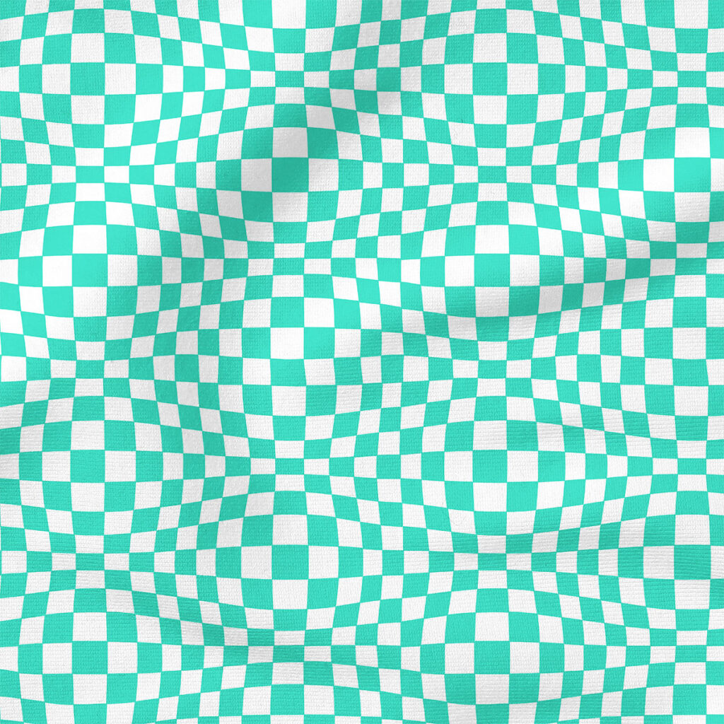 Groovy Funky Check (Teal) | Stripes and Shapes Fabric Design | Krystal Winn Design