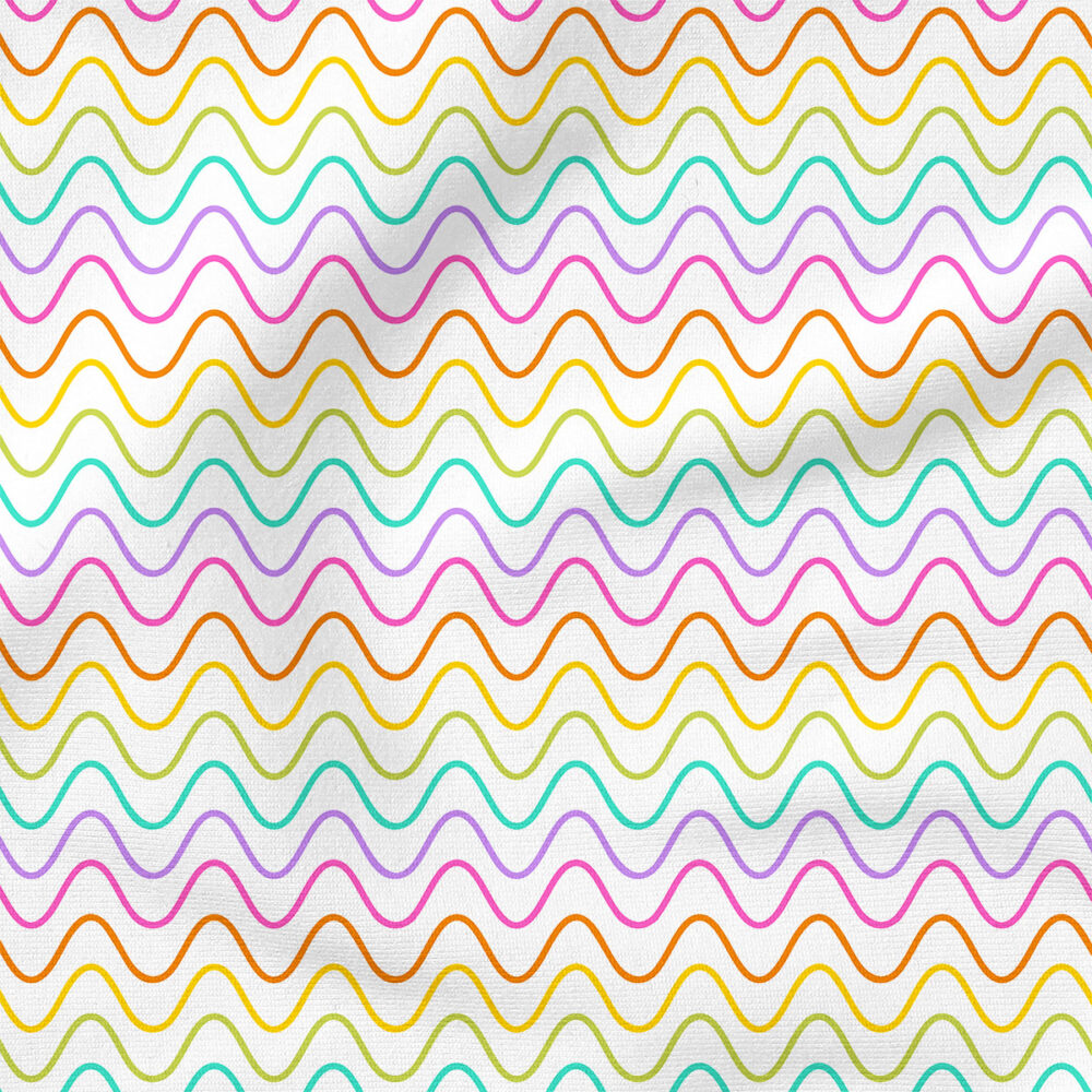 Groovy Rainbow Wave (White) | Nature Fabric Design | Krystal Winn Design