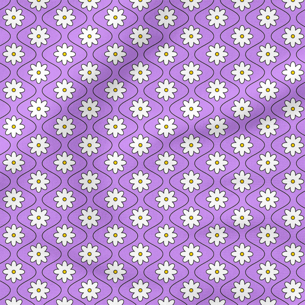 Groovy Wave Flower (Purple) | Botanical Fabric Design | Krystal Winn Design