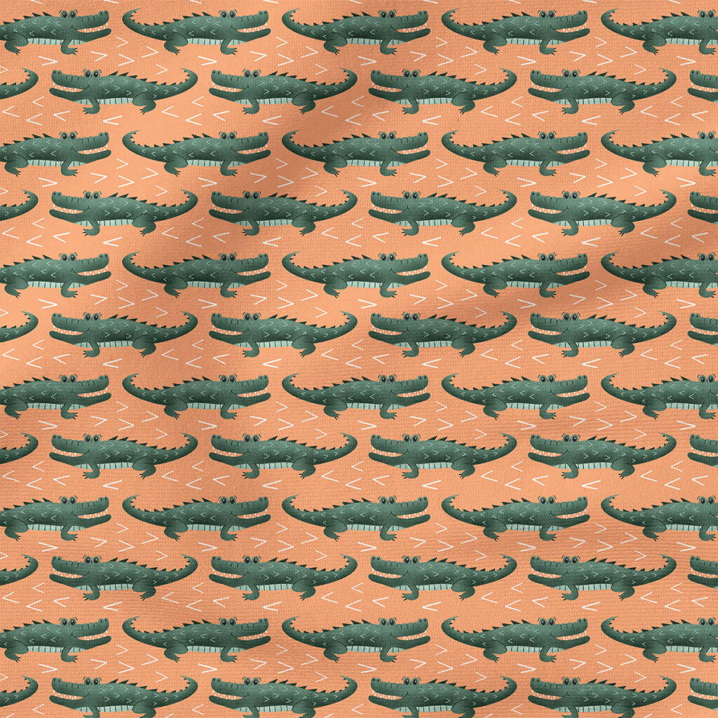 Down South Gator (Peach) | Animals Fabric Design | Krystal Winn Design