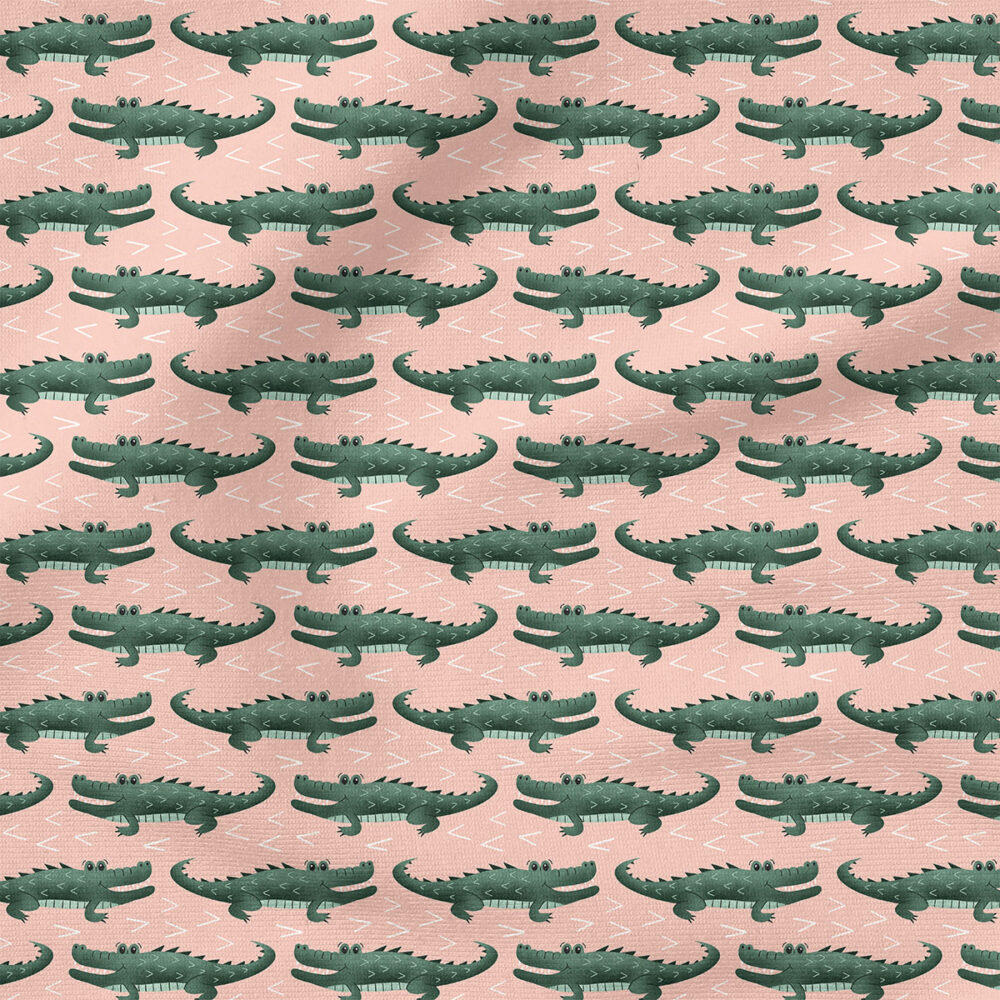 Down South Gator (Pink) | Animals Fabric Design | Krystal Winn Design