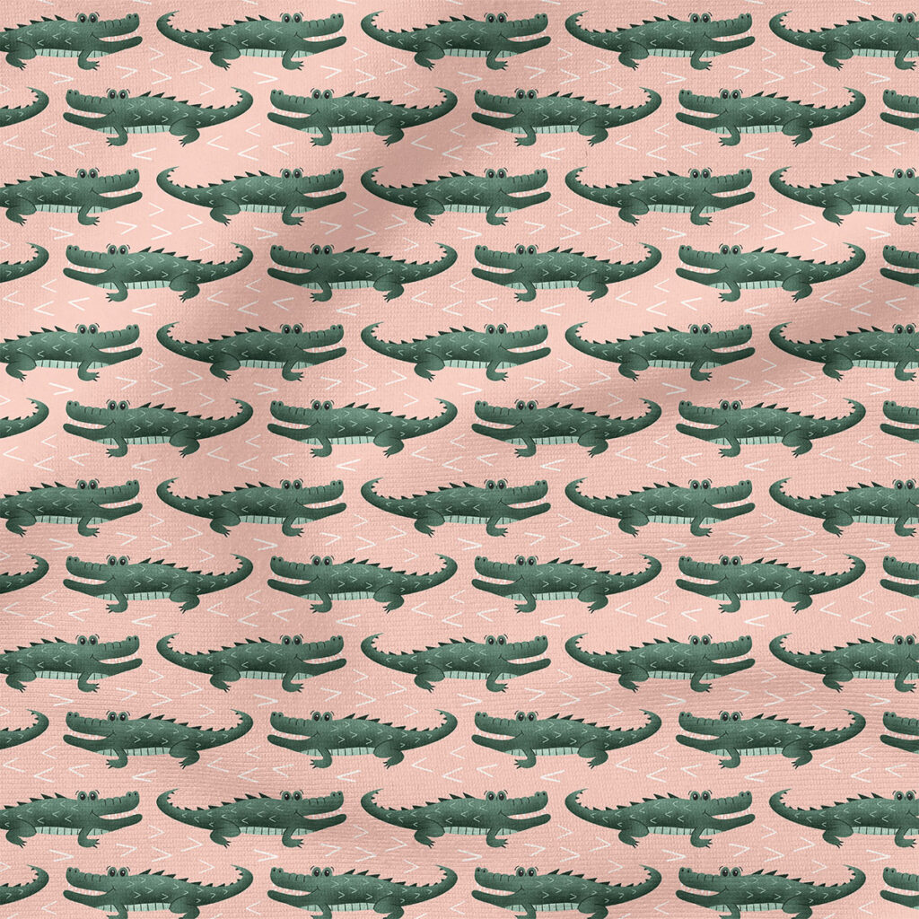 Down South Gator (Pink) | Animals Fabric Design | Krystal Winn Design