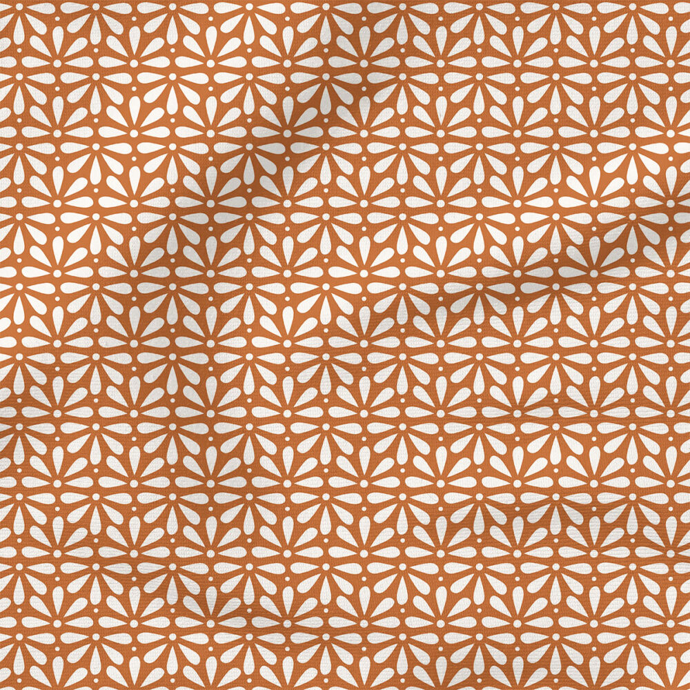 Geo Blooms (Burnt Orange) | Botanical Fabric Design | Krystal Winn Design