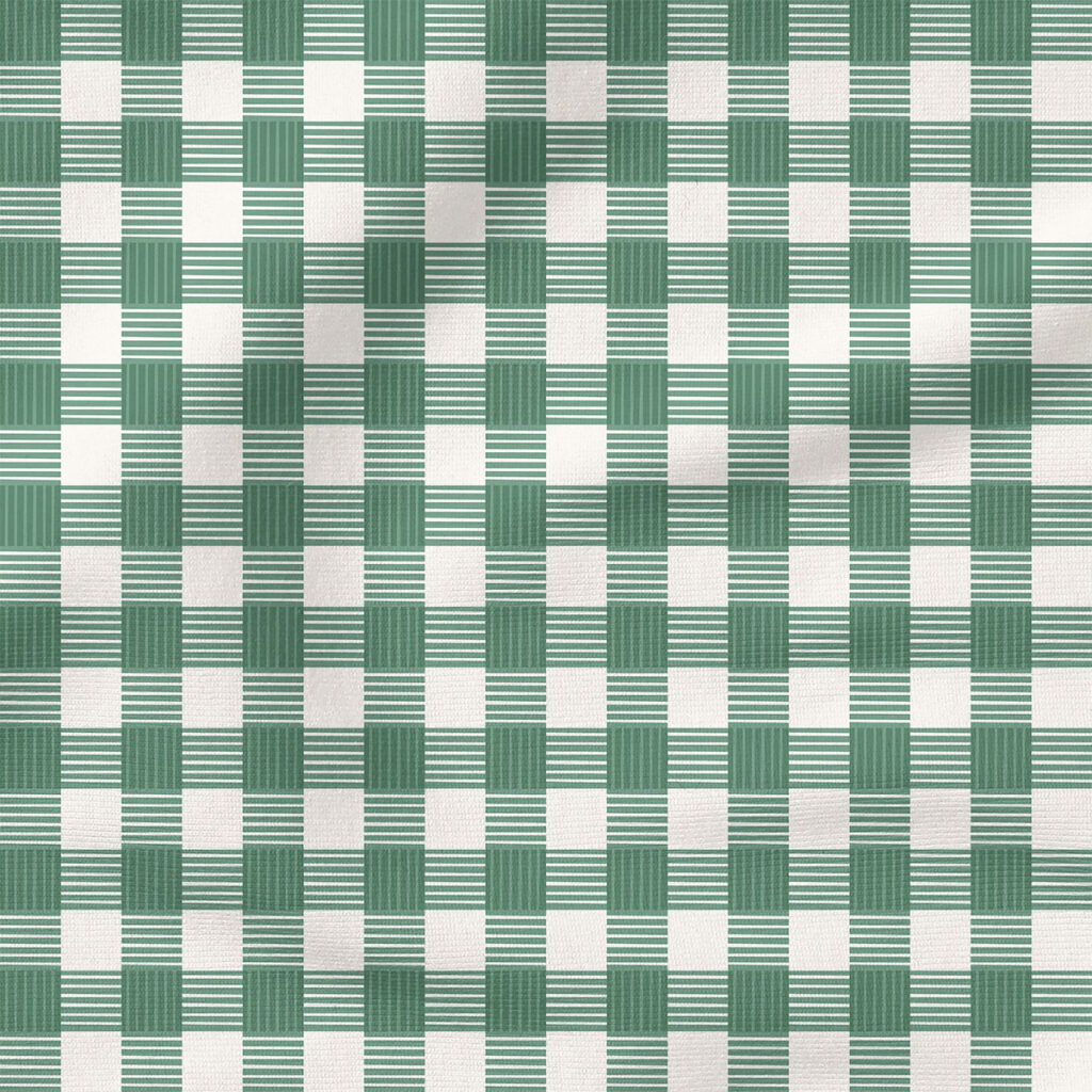 Down South Gingham (Green) | Stripes and Shapes Fabric Design | Krystal Winn Design