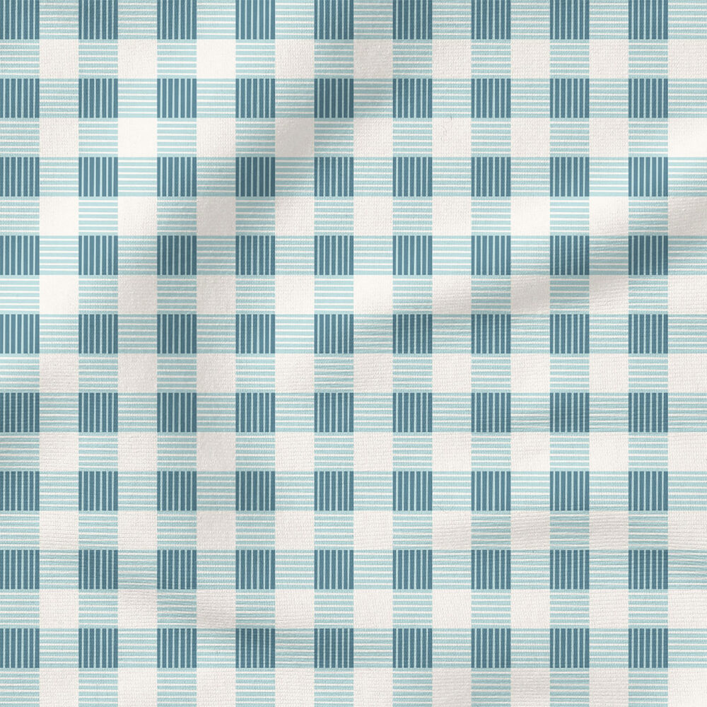 Down South Gingham (Sky) | Stripes and Shapes Fabric Design | Krystal Winn Design