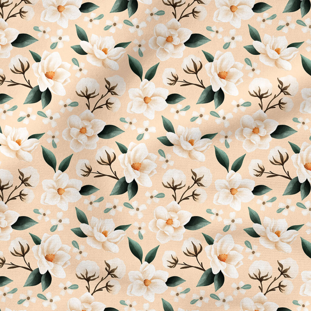 Magnolia (Butter) | Botanical Fabric Design | Krystal Winn Design