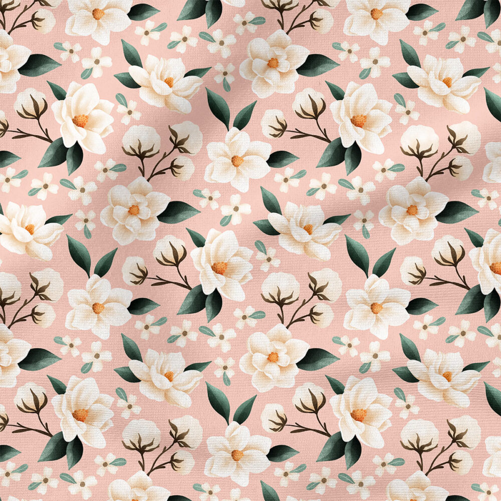 Magnolia (Pink) | Botanical Fabric Design | Krystal Winn Design