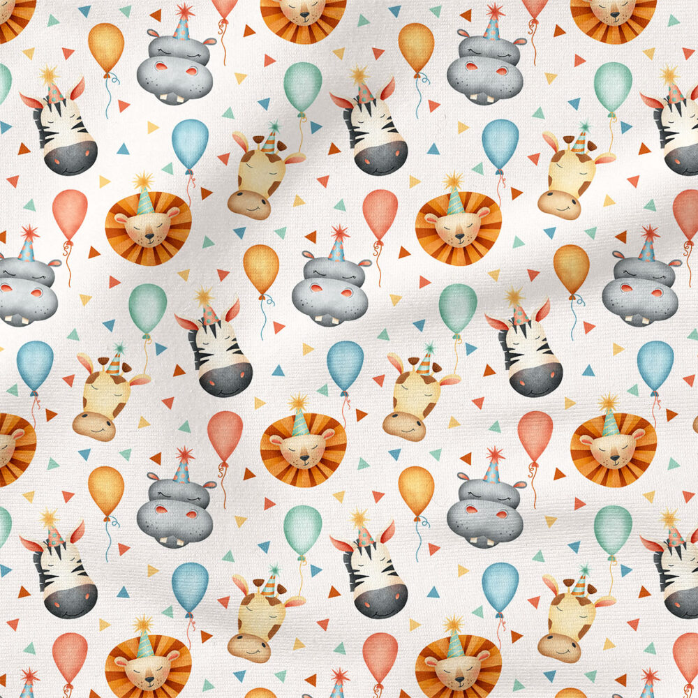 Party Animal (White) | Animals Fabric Design | Krystal Winn Design