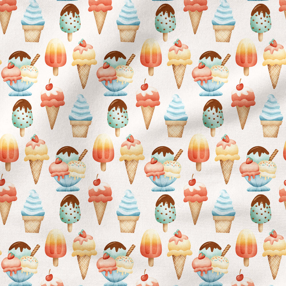 Party Animal Ice Cream (White) | Ice Cream Fabric Design | Krystal Winn Design