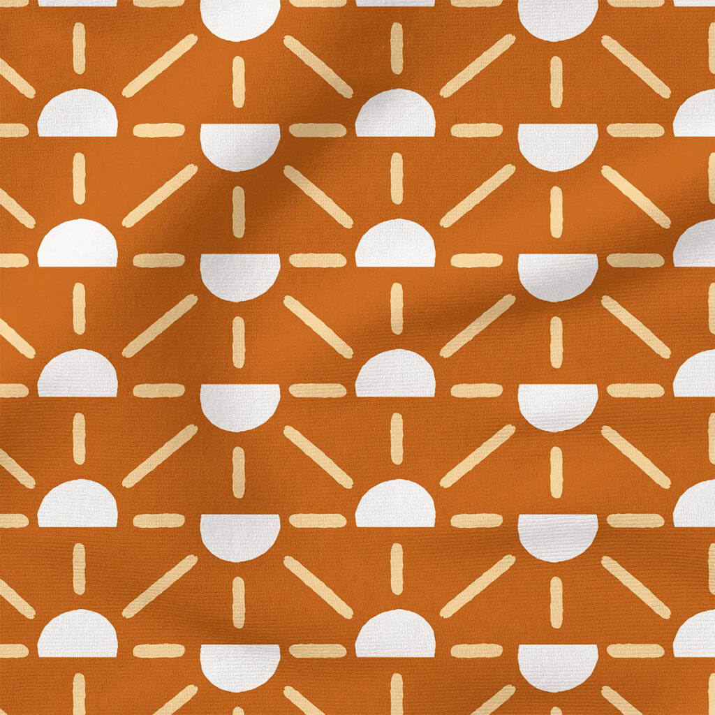 Geo Suns (Burnt Orange) | Stripes and Shapes Fabric Design | Krystal Winn Design