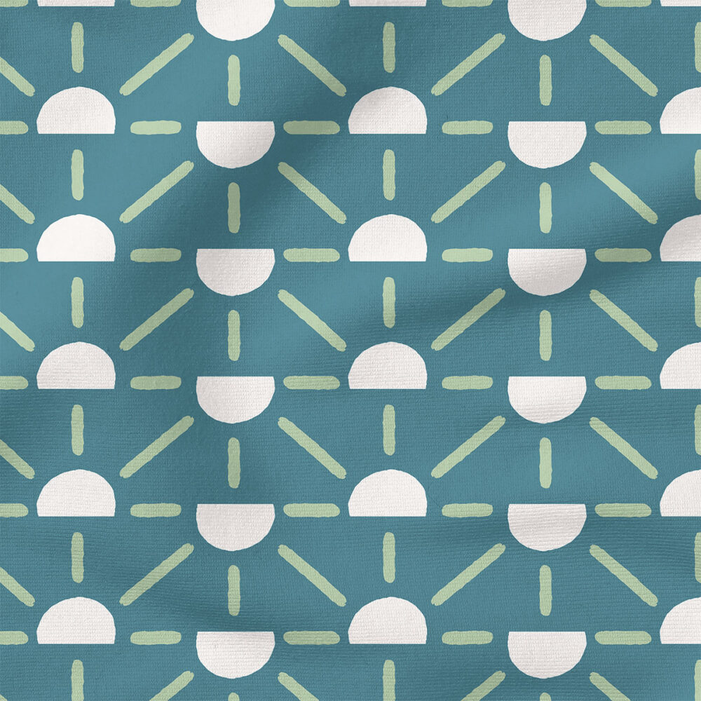 Geo Suns (Teal) | Stripes and Shapes Fabric Design | Krystal Winn Design