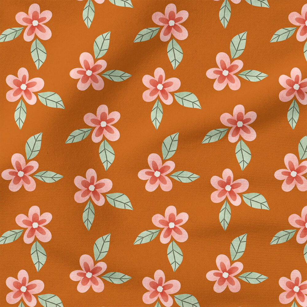 Little Flowers (Orange and Pink) | Botanical Fabric Design | Krystal Winn Design