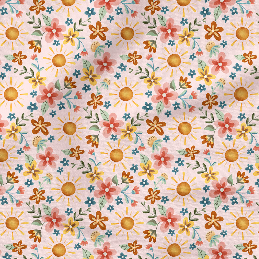 Sunshine Floral (PInk) | Botanical Fabric Design | Krystal Winn Design