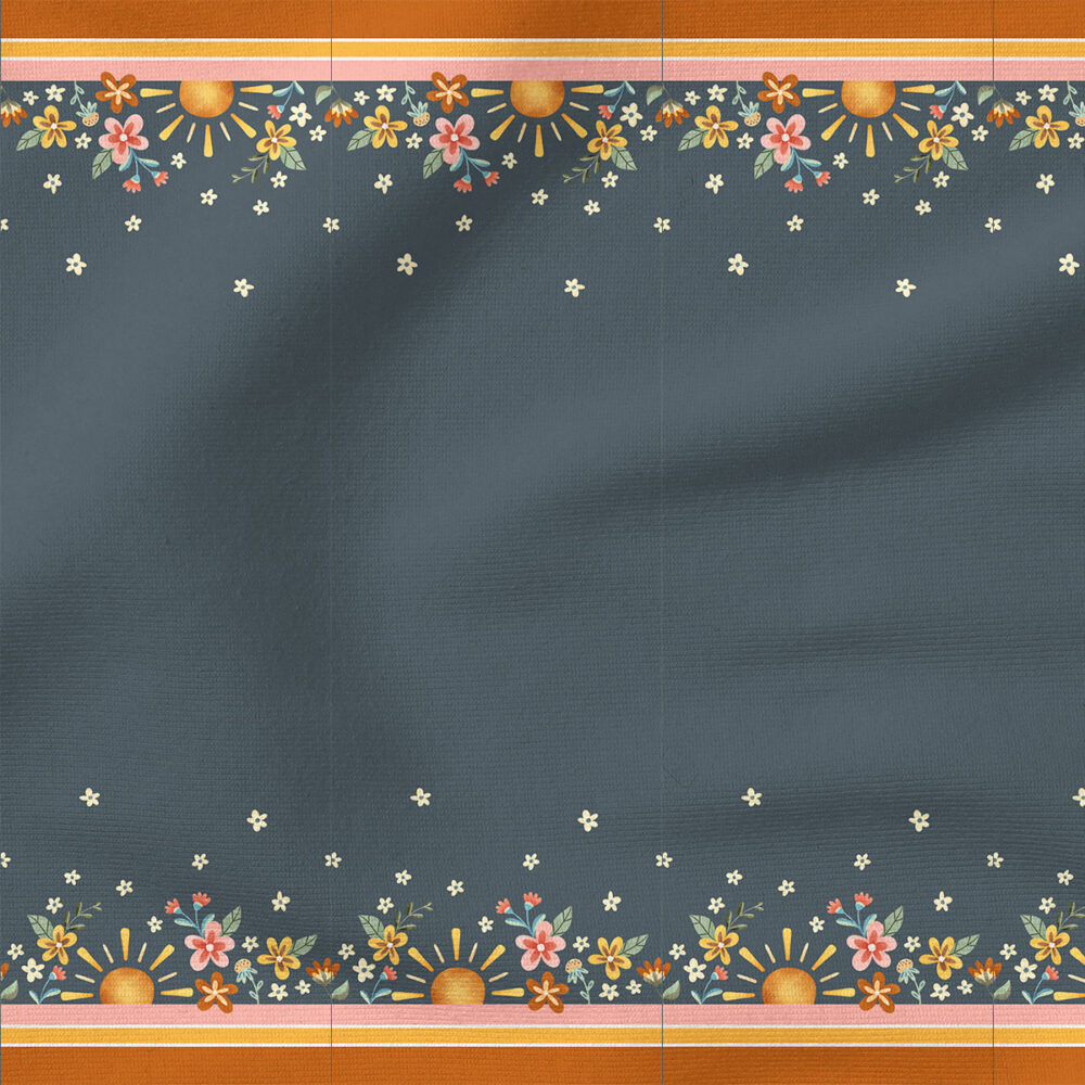 Sunshine Floral Horizontal Border (Navy) | Border Prints