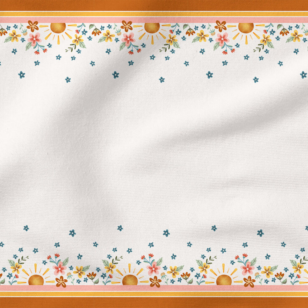 Sunshine Floral Horizontal Border (White) | Border Prints