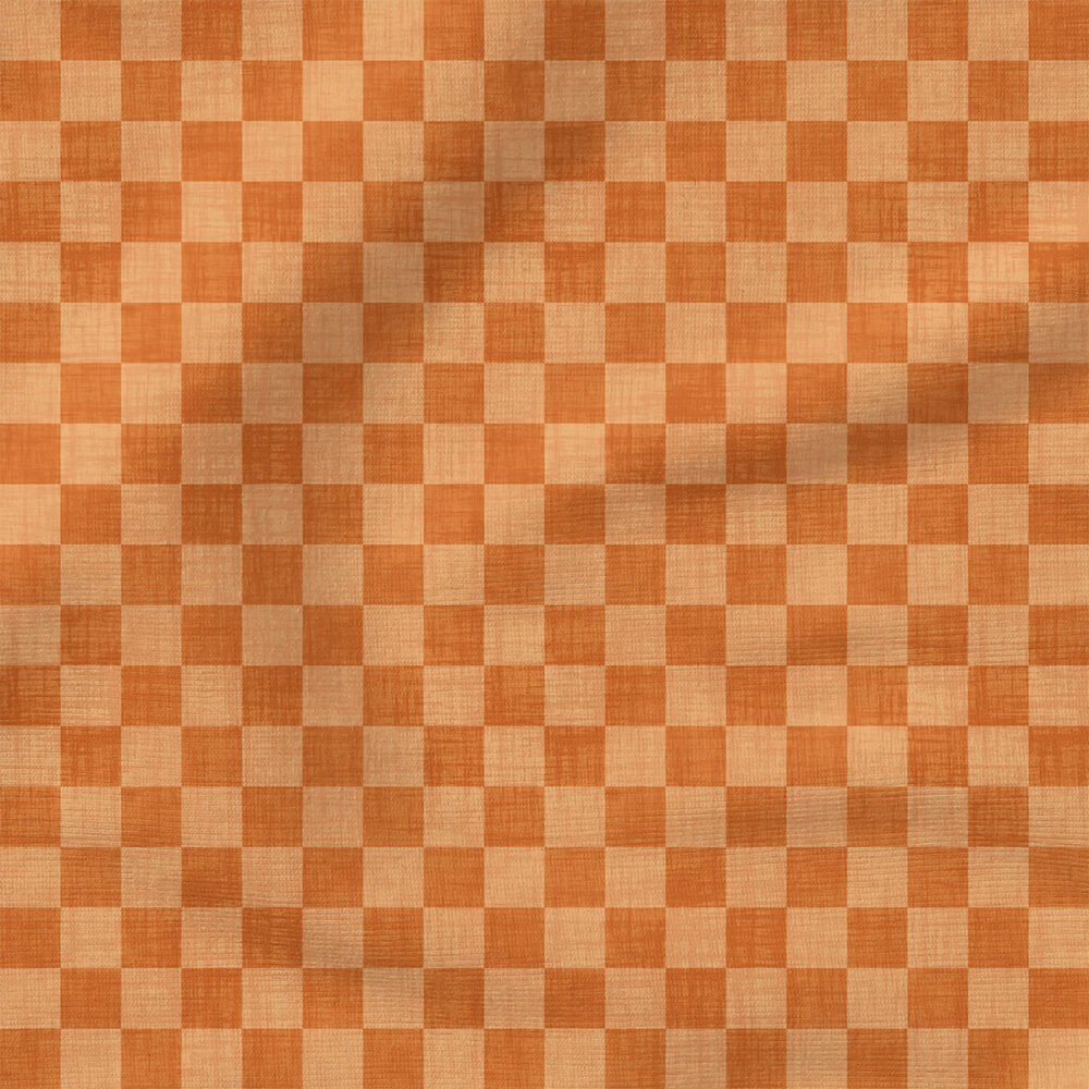 Faux Linen Check (Orange) | Texture Fabric Design | Krystal Winn Design