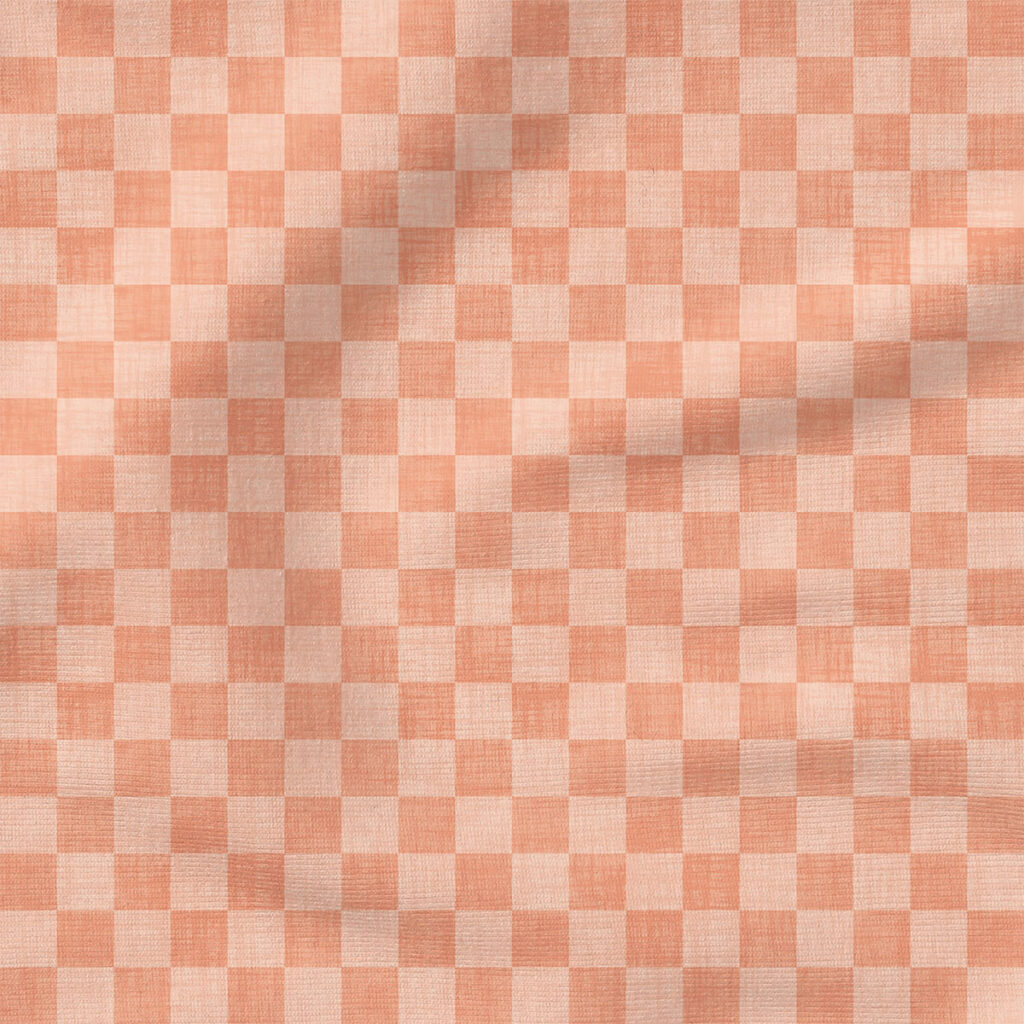 Faux Linen Check (Peach) | Texture Fabric Design | Krystal Winn Design