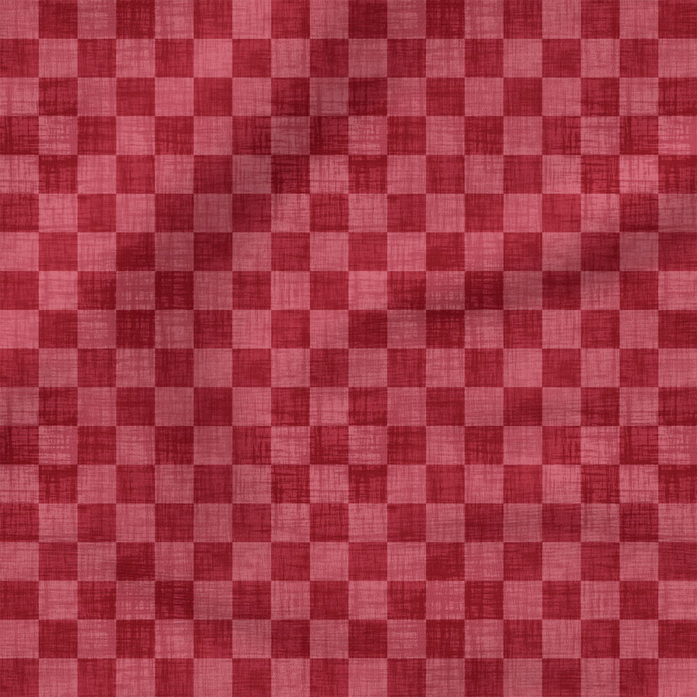 Faux Linen Check (Red) | Texture Fabric Design | Krystal Winn Design