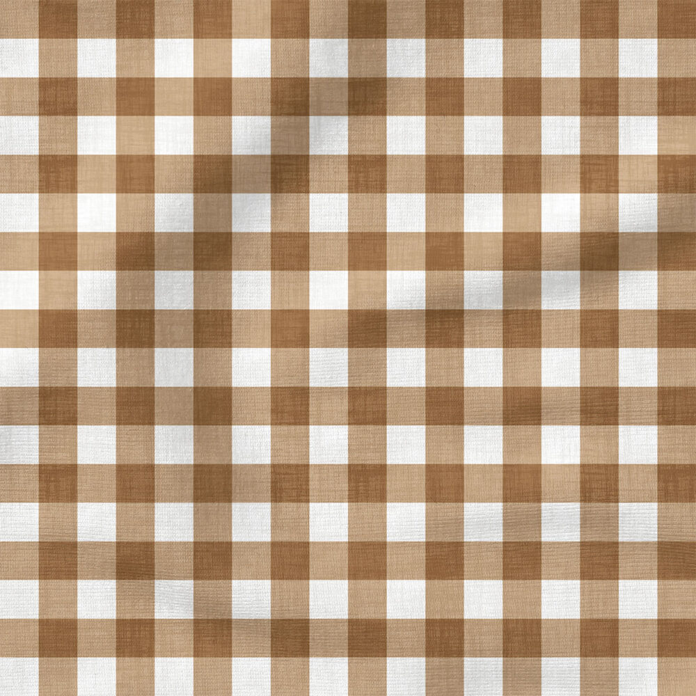 Faux Linen Gingham (Brown) | Texture Fabric Design | Krystal Winn Design