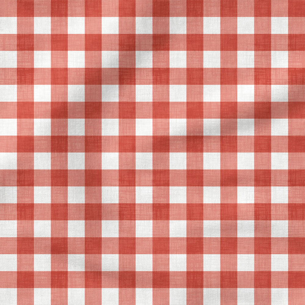 Faux Linen Gingham (Coral) | Texture Fabric Design | Krystal Winn Design