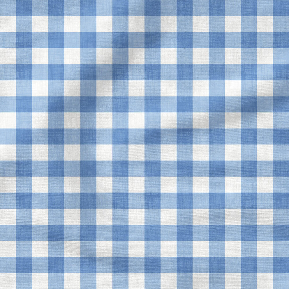 Faux Linen Gingham (Blue) | Texture Fabric Design | Krystal Winn Design