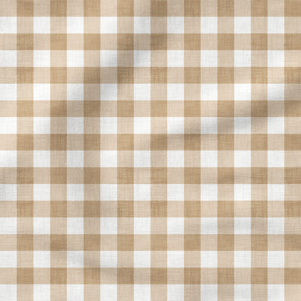 Faux Linen Gingham (Khaki) | Texture Fabric Design | Krystal Winn Design