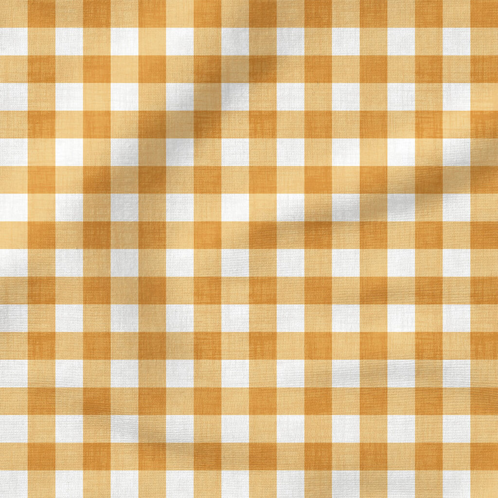 Faux Linen Gingham (Mustard) | Texture Fabric Design | Krystal Winn Design