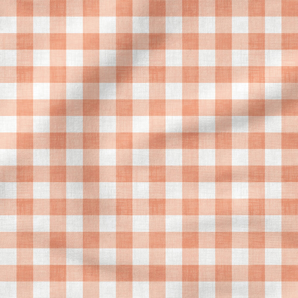 Faux Linen Gingham (Peach) | Texture Fabric Design | Krystal Winn Design