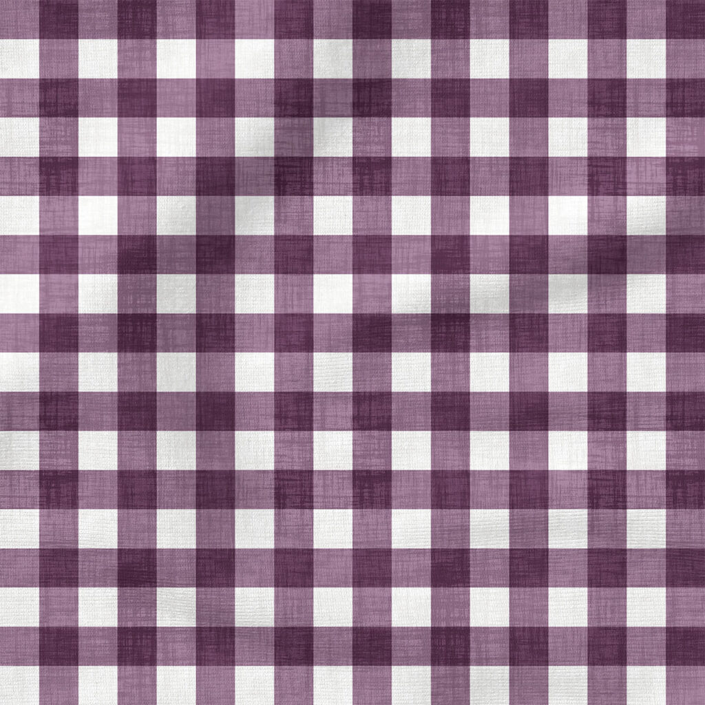 Faux Linen Gingham (Plum) | Texture Fabric Design | Krystal Winn Design