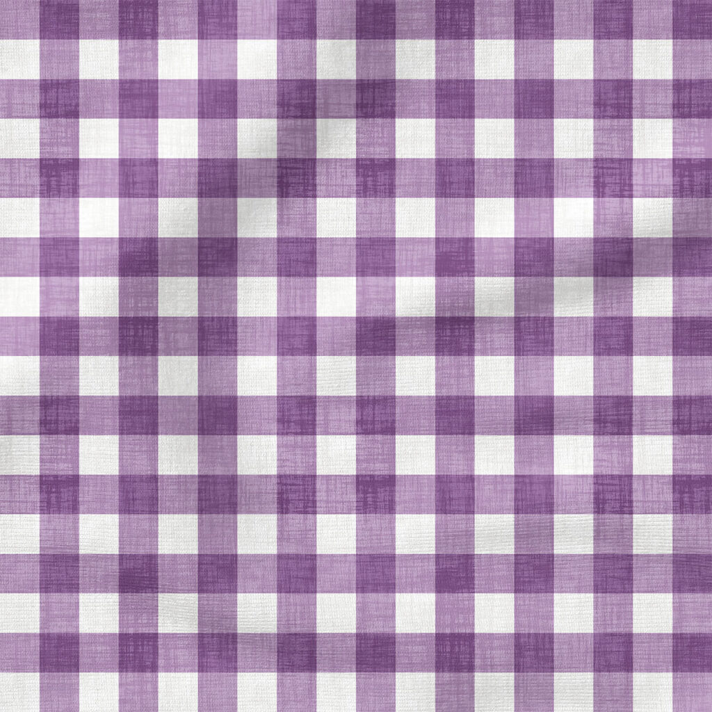 Faux Linen Gingham (Purple) | Texture Fabric Design | Krystal Winn Design