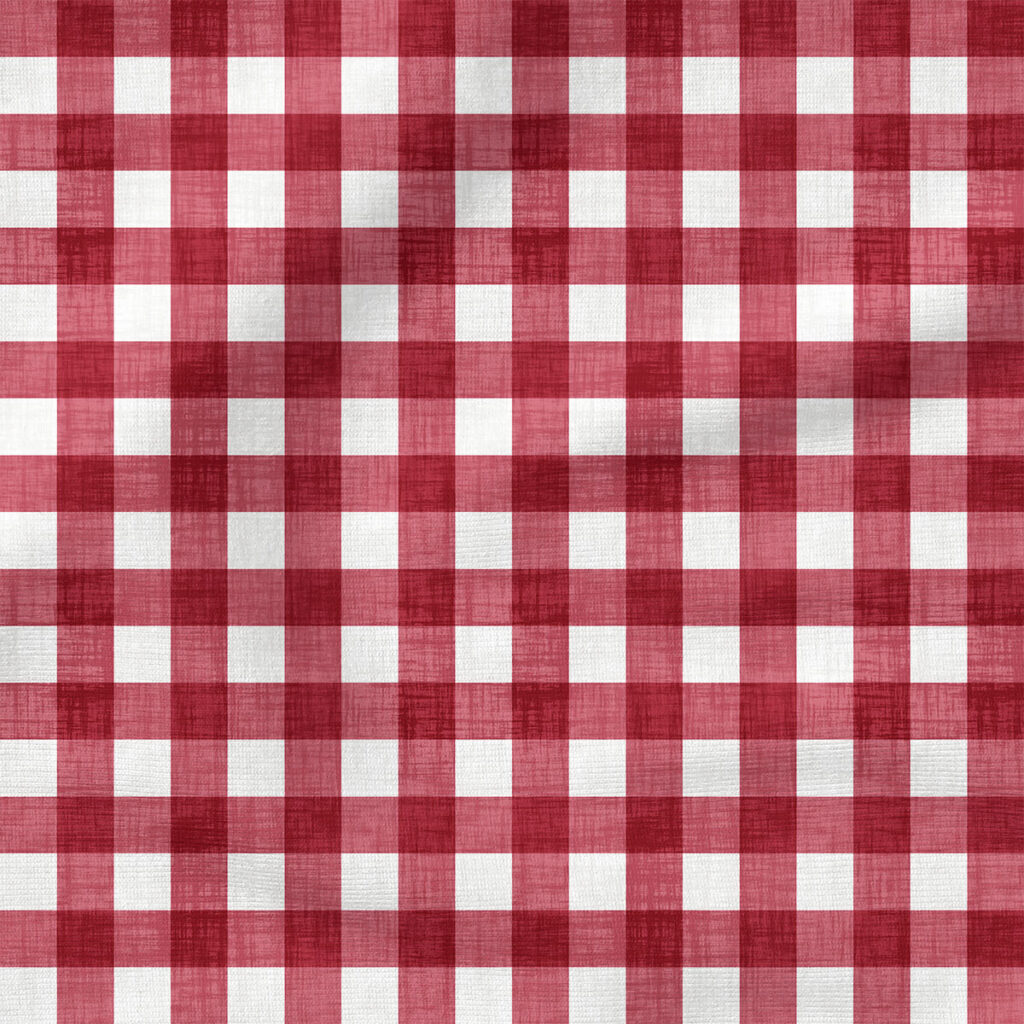 Faux Linen Gingham (Red) | Texture Fabric Design | Krystal Winn Design