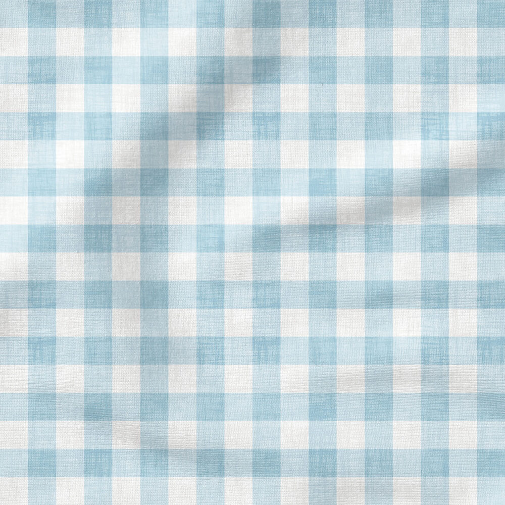 Faux Linen Gingham (Sky) | Texture Fabric Design | Krystal Winn Design