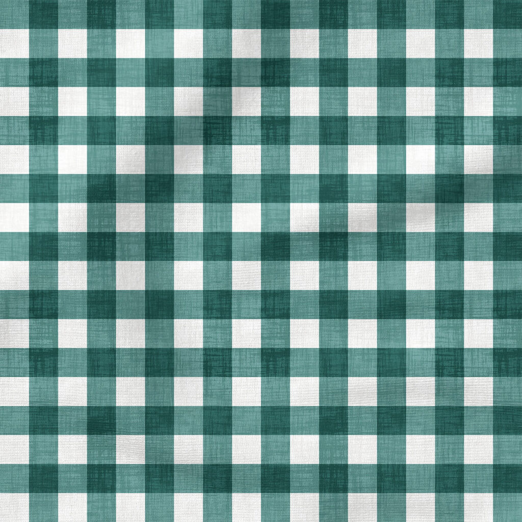 Faux Linen Gingham (Teal) | Texture Fabric Design | Krystal Winn Design