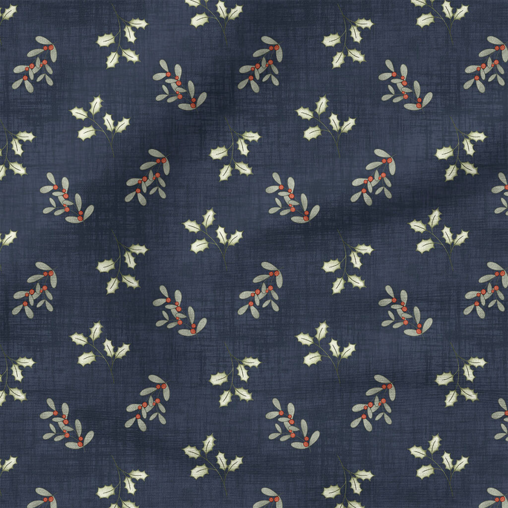 Sprigs (Navy) | Holiday Fabric Design | Krystal Winn Design