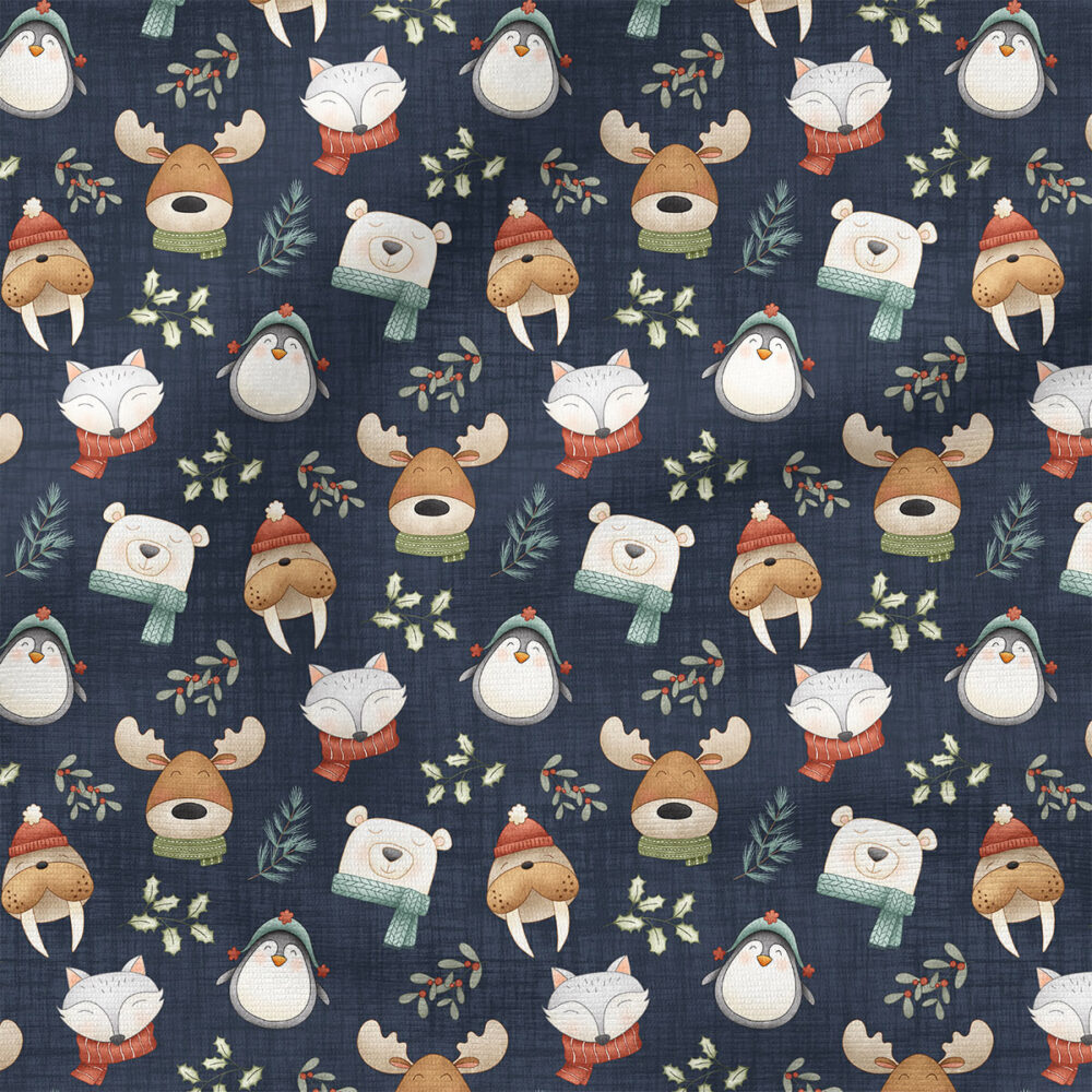 Polar Pals (Navy) | Holiday Fabric Design | Krystal Winn Design